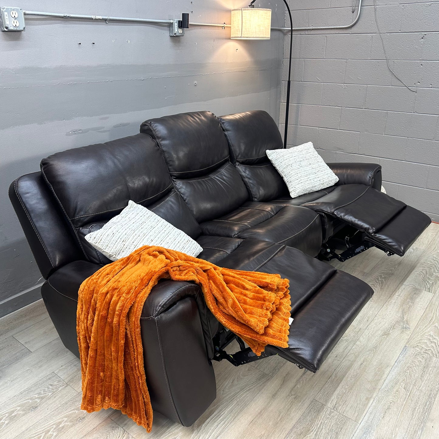 Carey Leather Power Reclining Sofa with Power Headrests