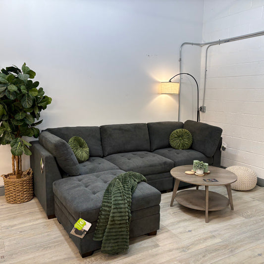 Thomasville Tisdale Modular Sectional 4-piece Dark Gray with Storage Ottoman