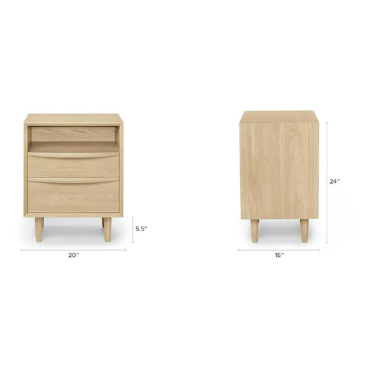 Article Lenia 2-Drawer Nightstand - White Oak (2)