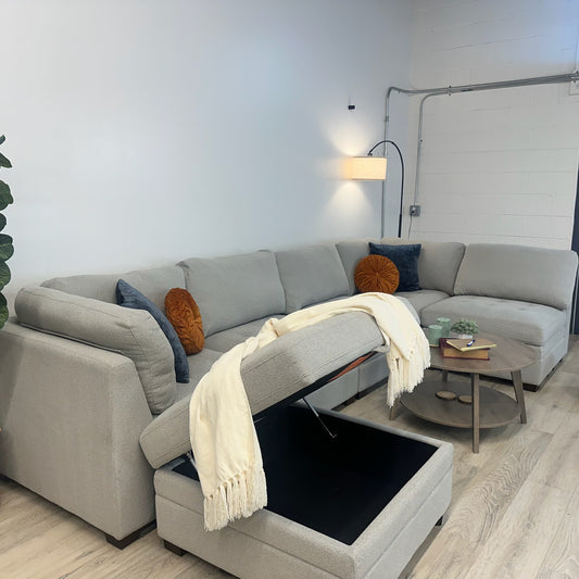 Costco Thomasville Gray Tisdale Modular Sectional 6-Piece Boucle with Storage Ottoman