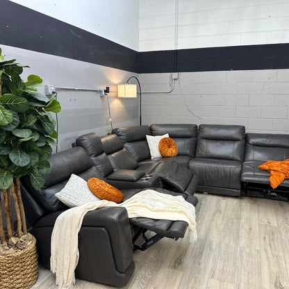 Lauretta 6-piece Leather Power Reclining Sectional with Power Headrests