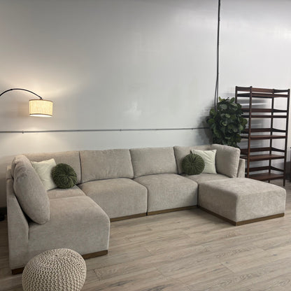 Henredon Murphy Fabric 6-piece Modular Sectional with Ottoman, Beige