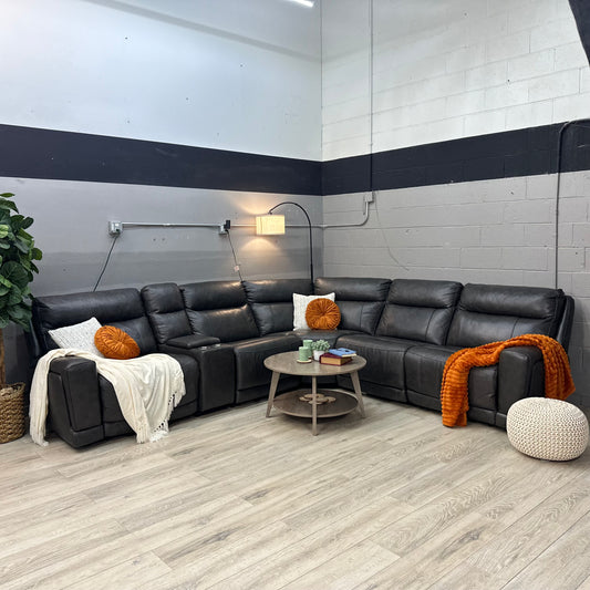 Lauretta 6-piece Leather Power Reclining Sectional with Power Headrests