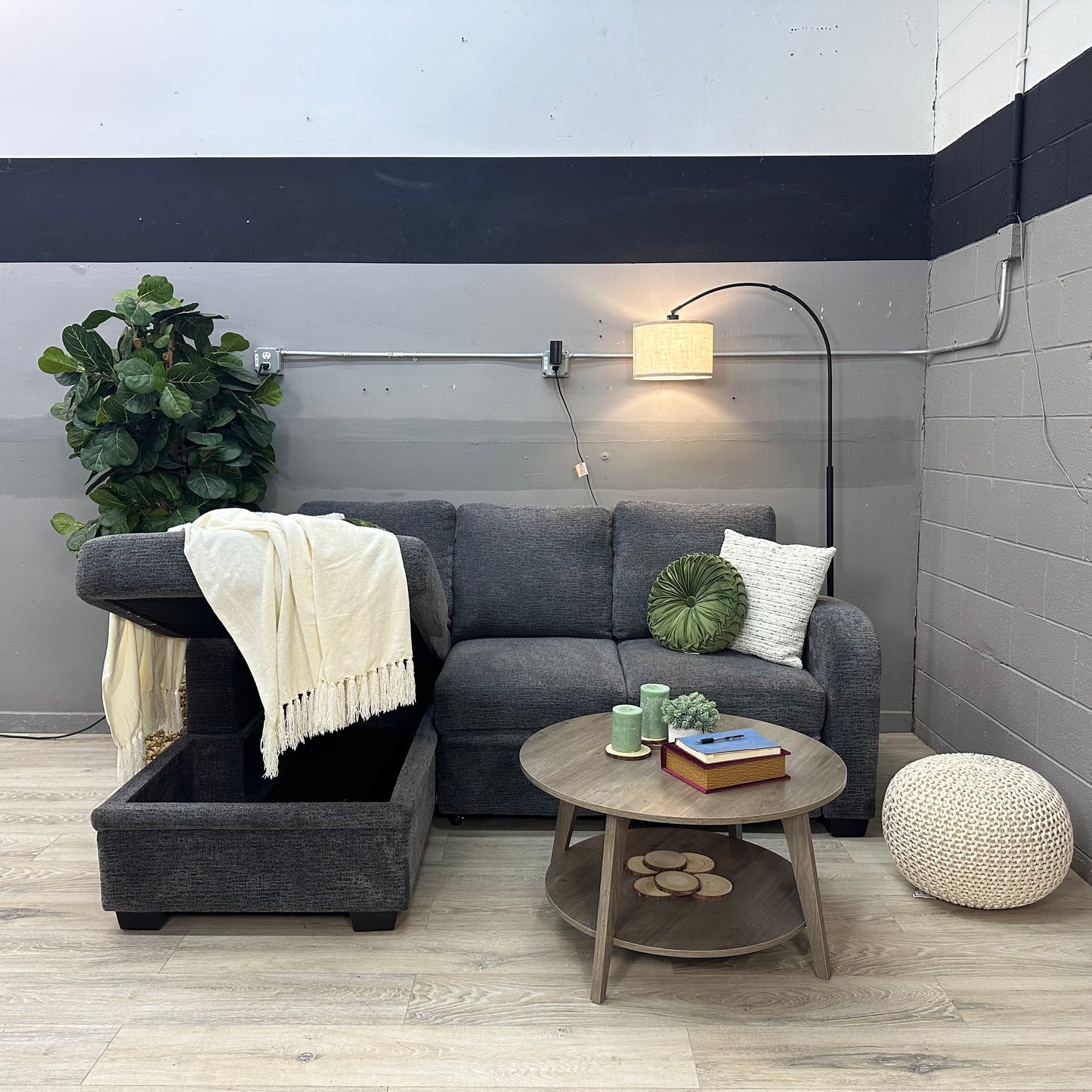 Coddle Aria Fabric Sleeper Sofa with Reversible Chaise and Storage