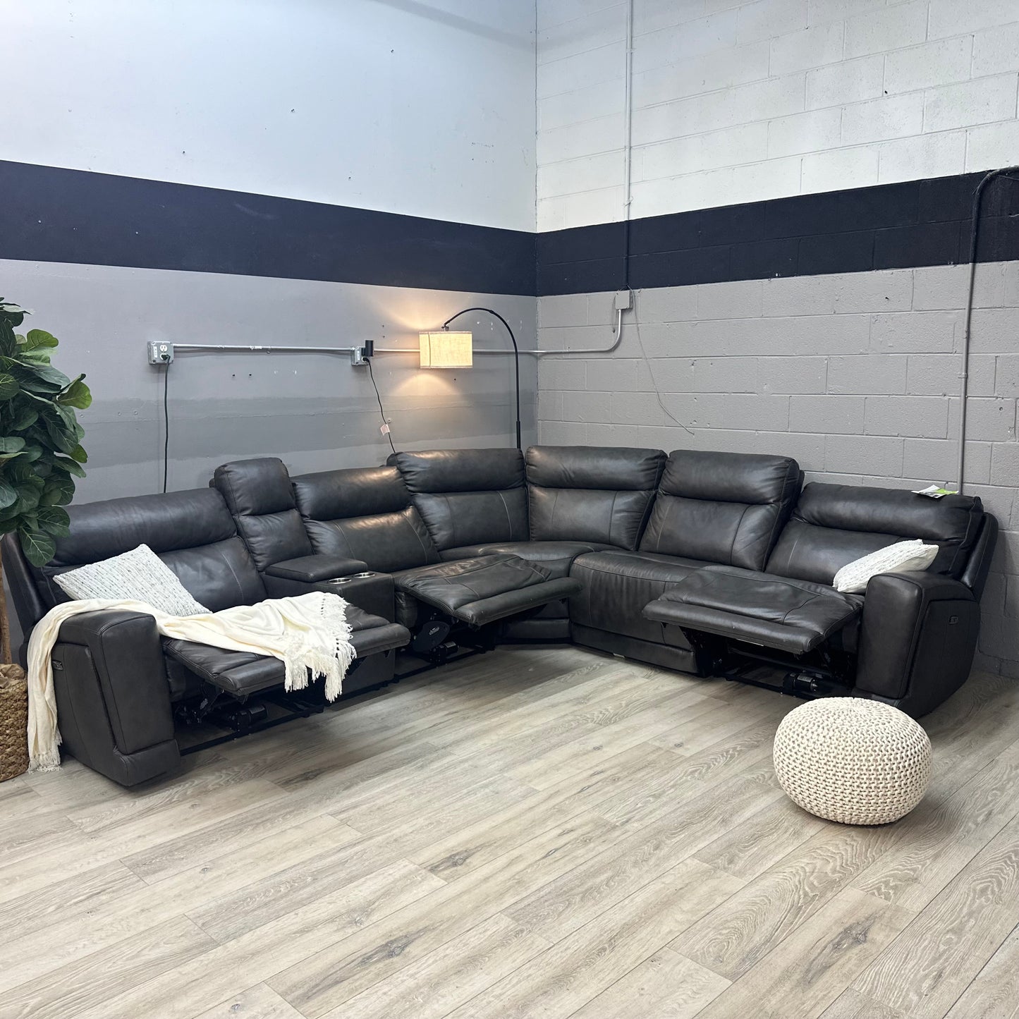 Wylder Leather Power Reclining Sectional with Power Headrests