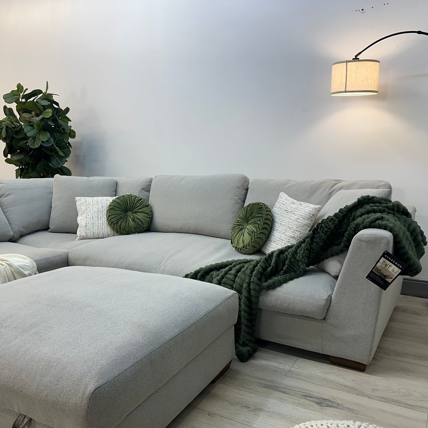 Henredon Larkin House Deep Seating Fabric Sectional with Storage Ottoman