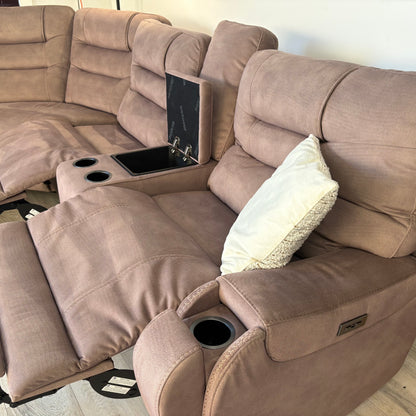 Barcalounger Carmelo Fabric Power Reclining Sectional with Power Headrests