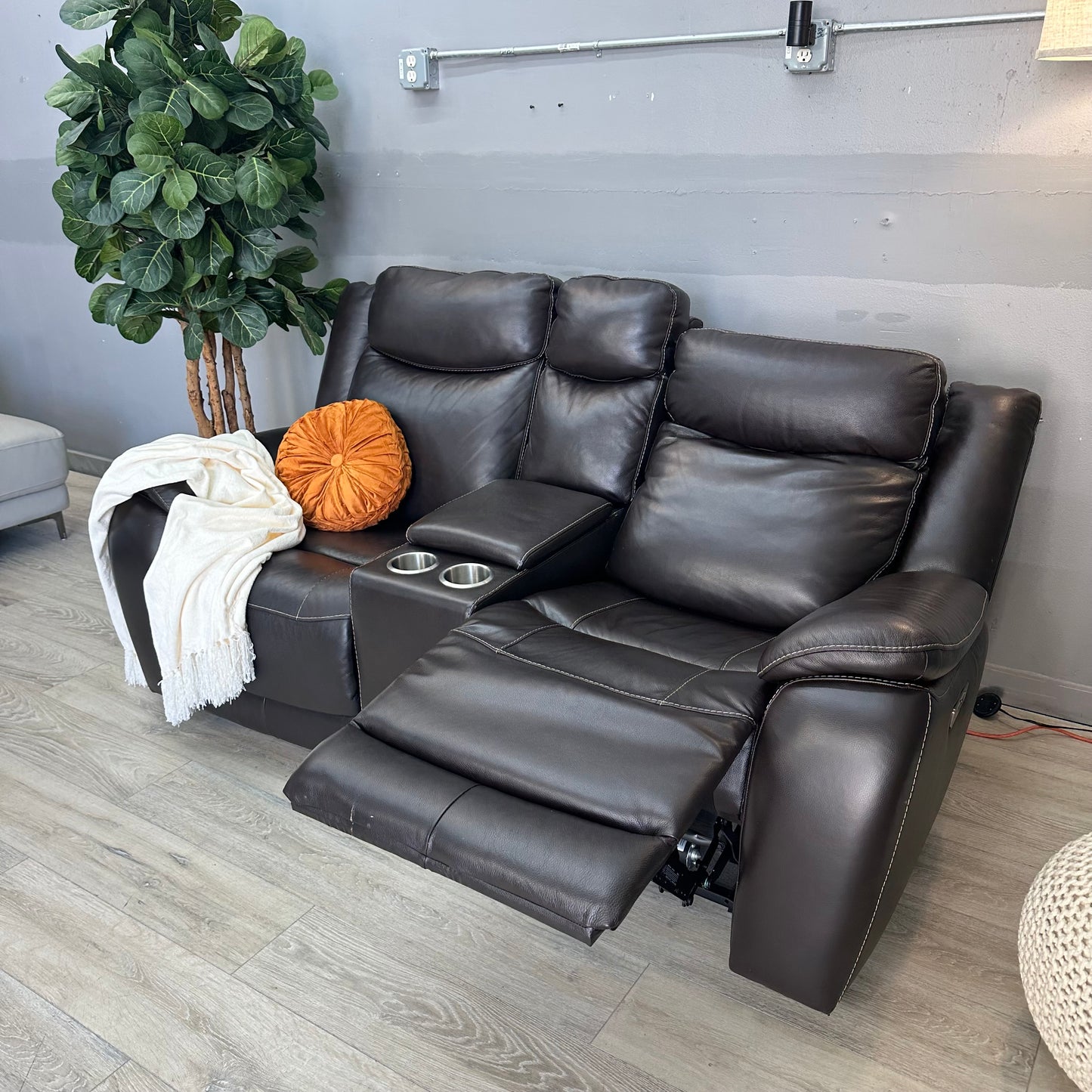 Harvey Leather Power Reclining Sofa with Power Headrests