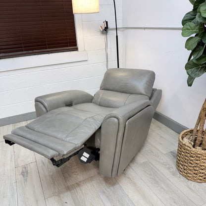 Barcalounger Hollis Leather Zero Gravity Power Recliner with Power Headrest - Gray