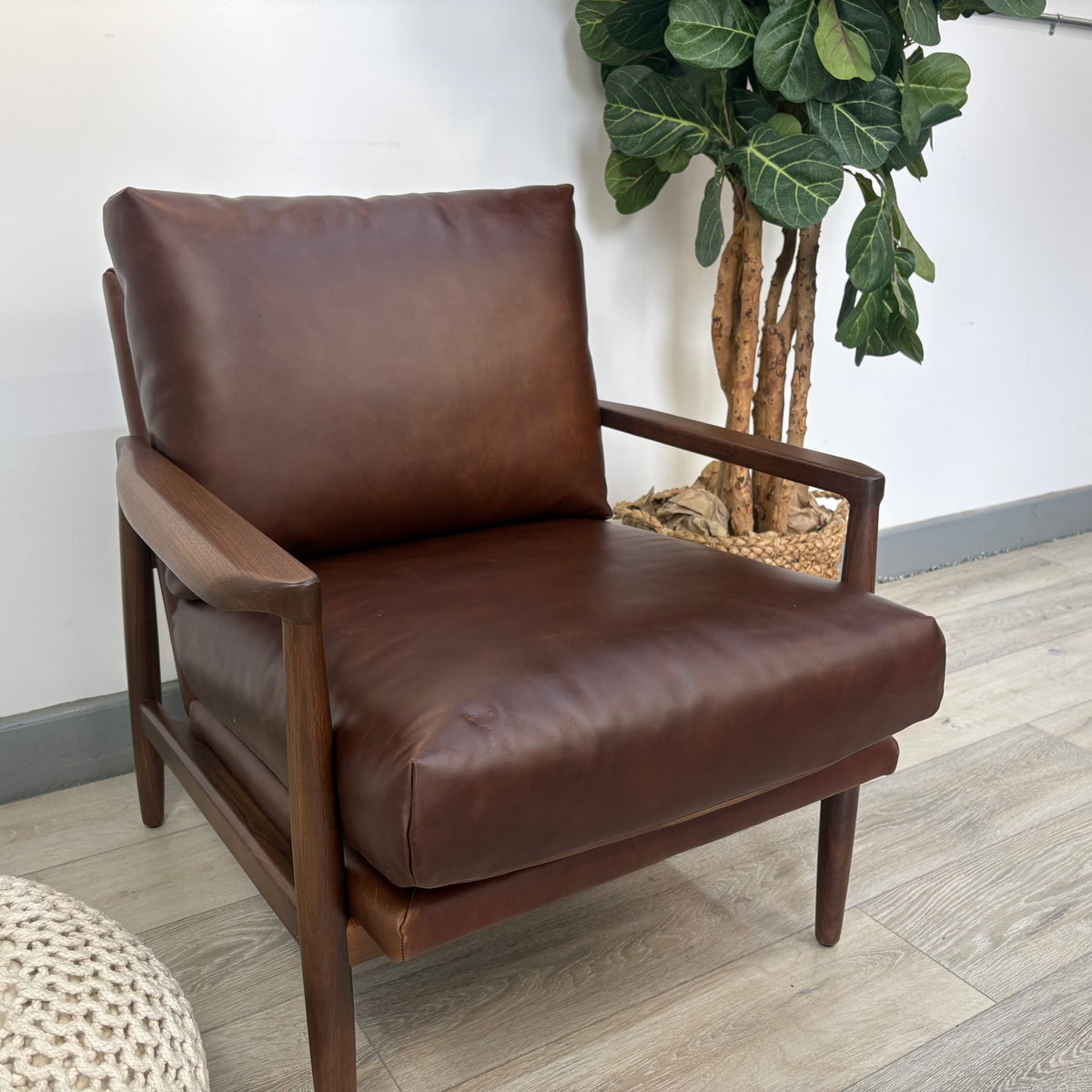 Article Bavel 28.5” Leather Lounge Chair - Indiana Brown