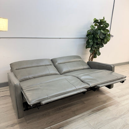 Henredon Keira Leather Power Reclining Sofa with Power Headrests - Gray