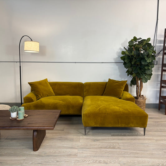 Article Abisko 94.5" Velvet Right Sectional - Plush Yarrow Gold