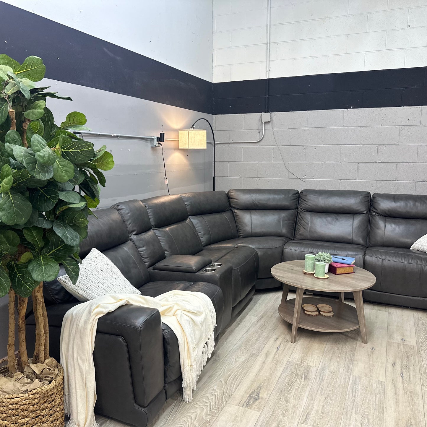 Wylder Leather Power Reclining Sectional with Power Headrests