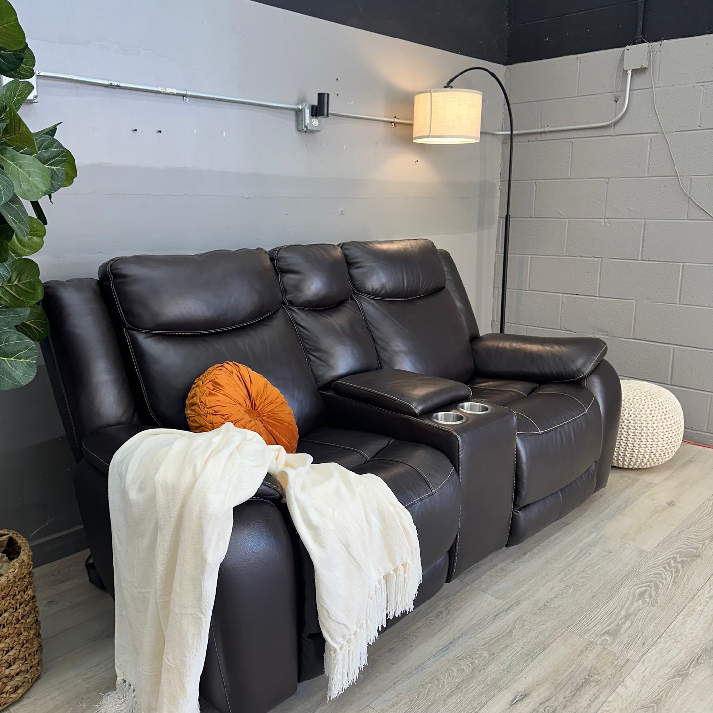 Harvey Leather Power Reclining Sofa with Power Headrests