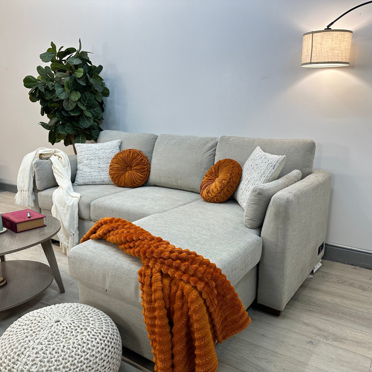 Coddle Luke Fabric Sleeper Sofa with Reversible Chaise and Storage