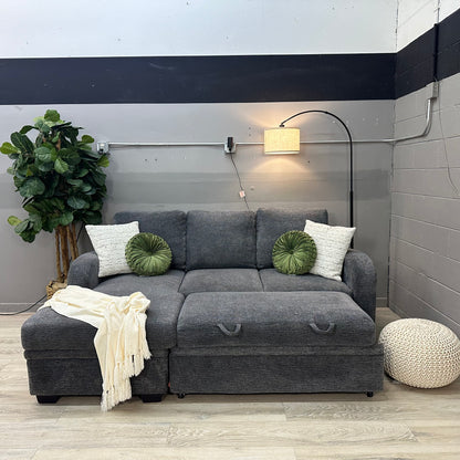 Coddle Aria Fabric Sleeper Sofa with Reversible Chaise and Storage