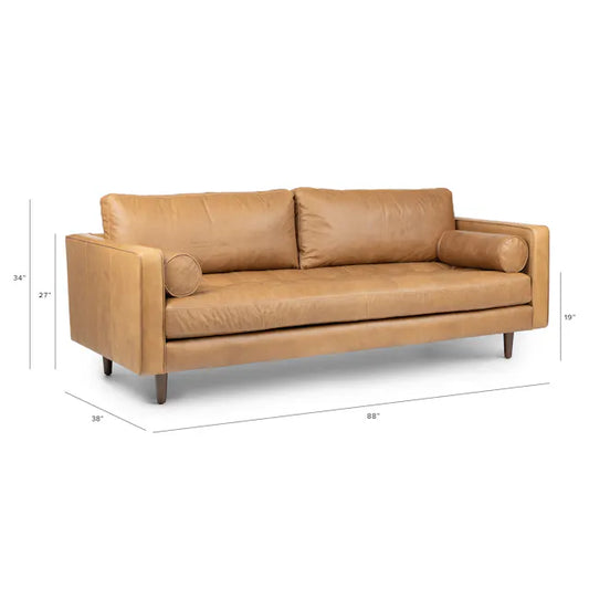 Article Sven 88" Tufted Leather Sofa - Charme Tan