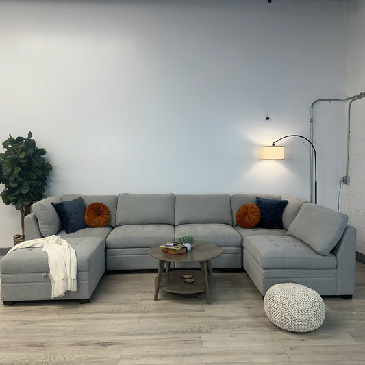 Costco Thomasville Gray Tisdale Modular Sectional 6-Piece Boucle with Storage Ottoman