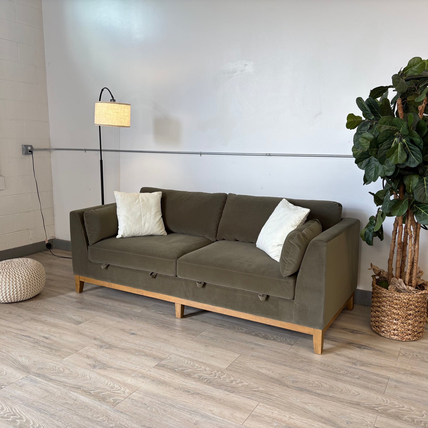 Thomasville Mokena Fabric Stationary Sofa with Storage