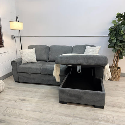 Kendale Sleeper Sofa with Storage Chaise - Gray