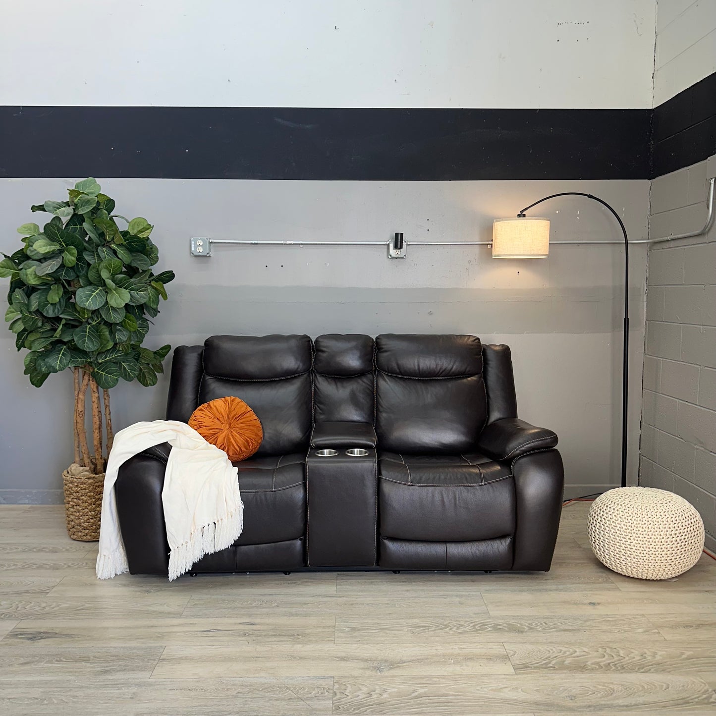 Harvey Leather Power Reclining Sofa with Power Headrests