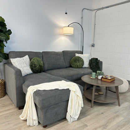 Coddle Luke Fabric Sleeper Sofa with Reversible Chaise and Storage, Gray