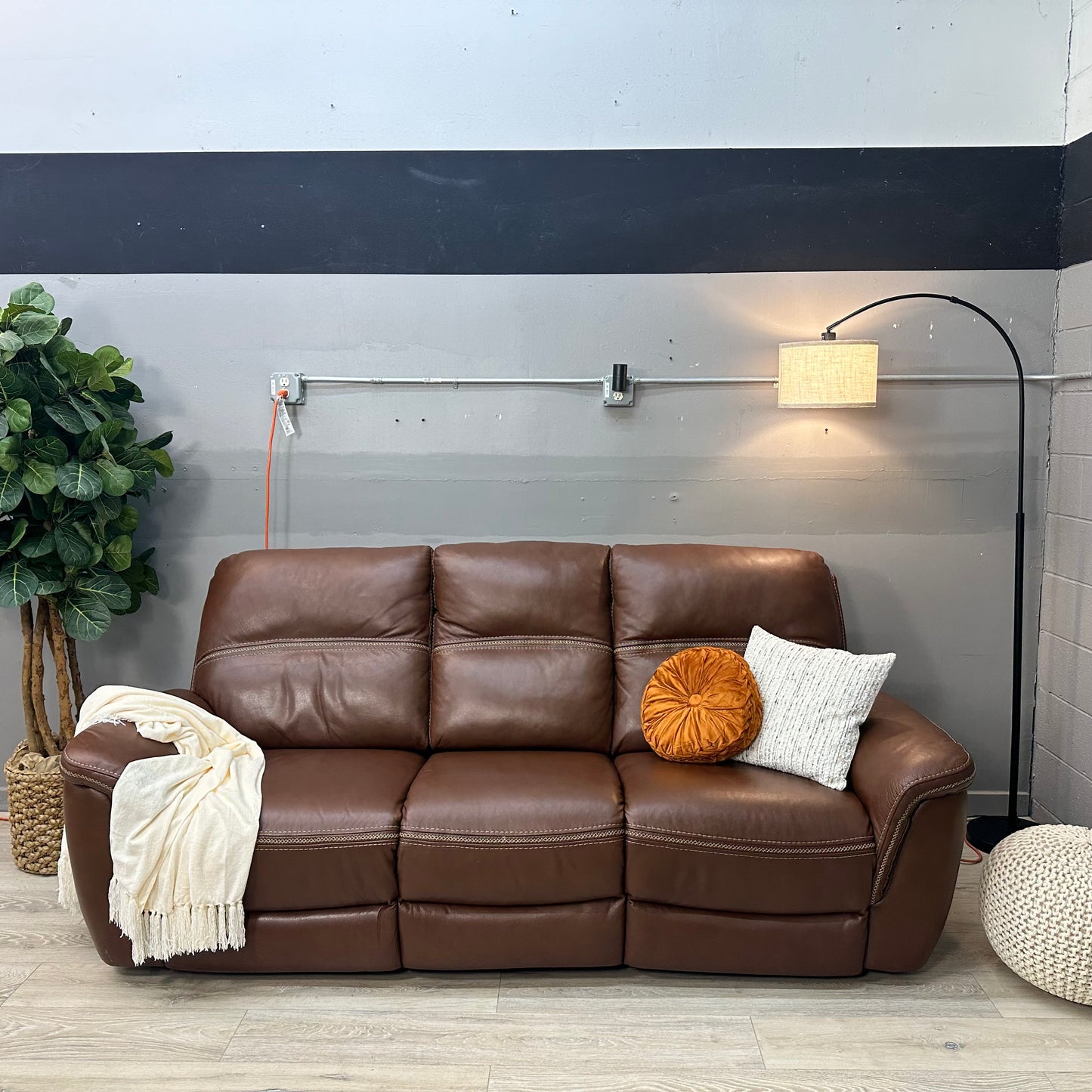 Oliver Leather Power Reclining Sofa with Power Headrests