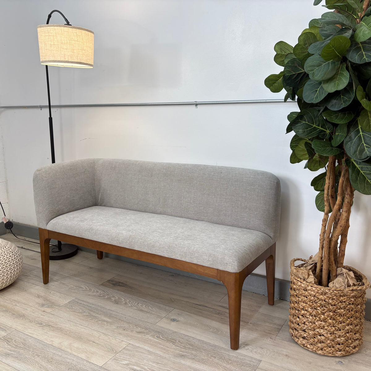 Article Rosin 56.75” Left Corner Banquette - Smoked Oak and Hestia Gray