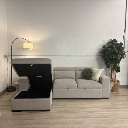 Roxana Fabric Sleeper Sofa with Storage Chaise
