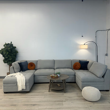 Costco Thomasville Gray Tisdale Modular Sectional 6-Piece Boucle with Storage Ottoman