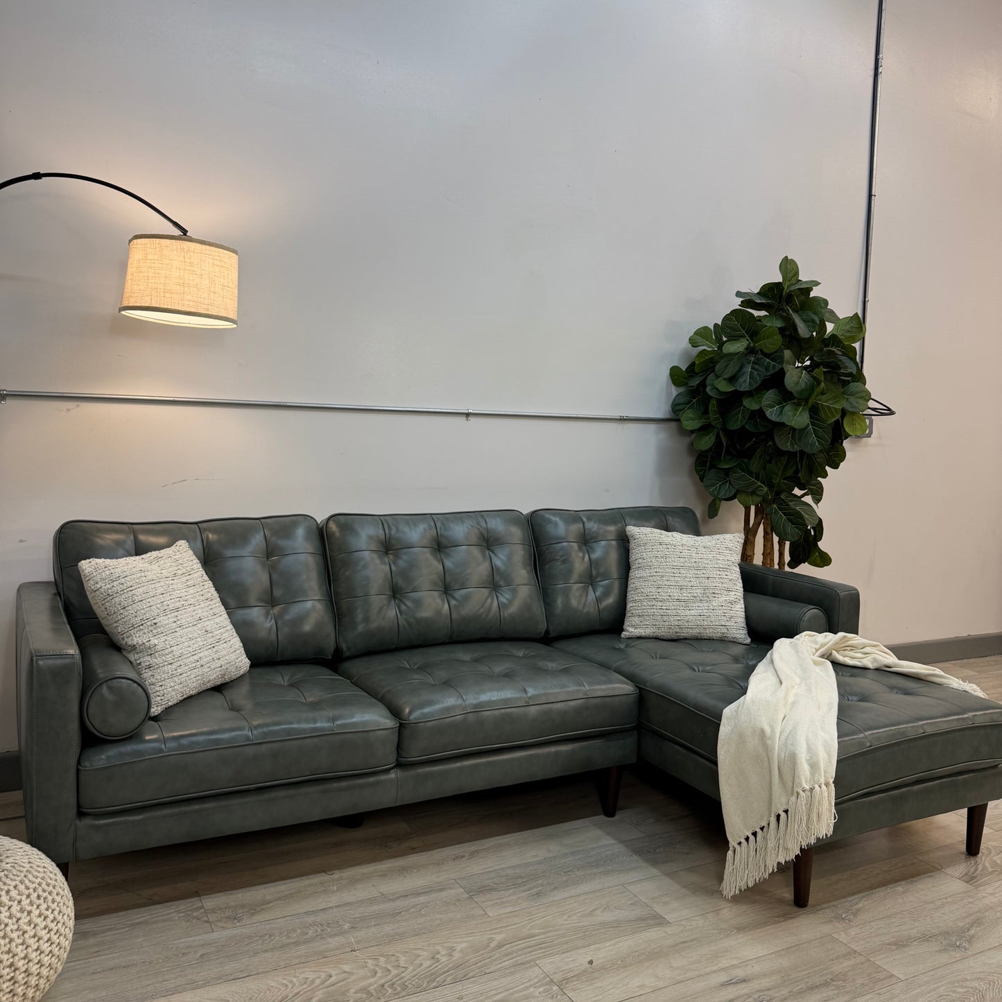 Harstine Leather Chaise Sectional