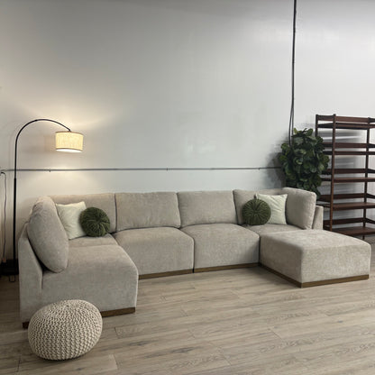 Henredon Murphy Fabric 6-piece Modular Sectional with Ottoman, Beige