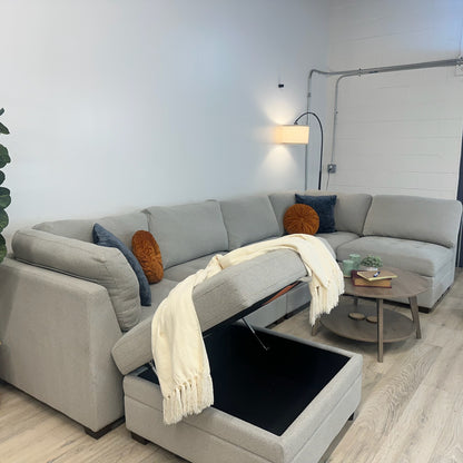 Costco Thomasville Gray Tisdale Modular Sectional 6-Piece Boucle with Storage Ottoman