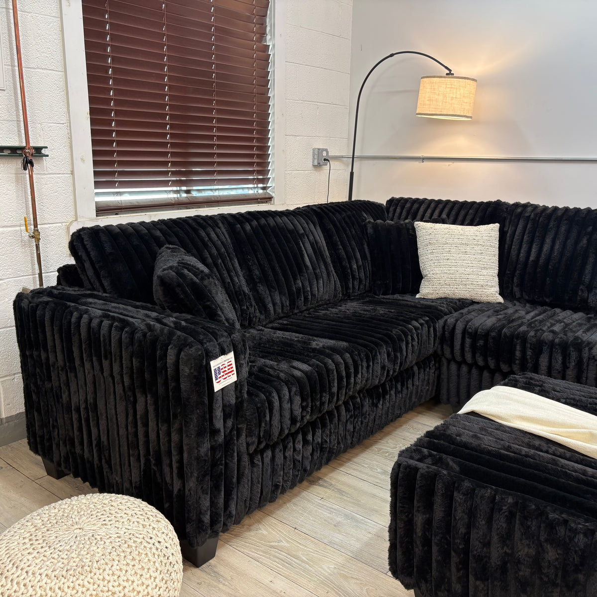 Haven Fluffy Cloud Sectional with Ottoman in - Black