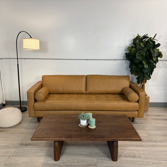 Article Sven 88" Tufted Leather Sofa - Charme Tan