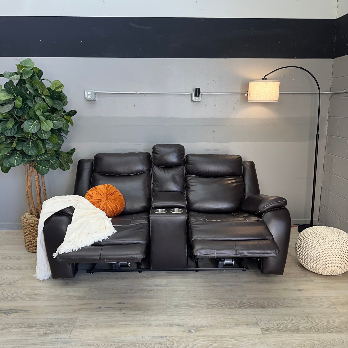 Harvey Leather Power Reclining Sofa with Power Headrests