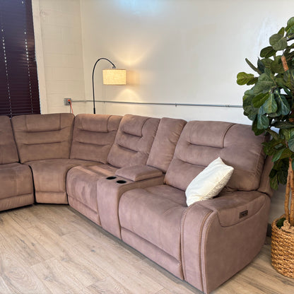 Barcalounger Carmelo Fabric Power Reclining Sectional with Power Headrests
