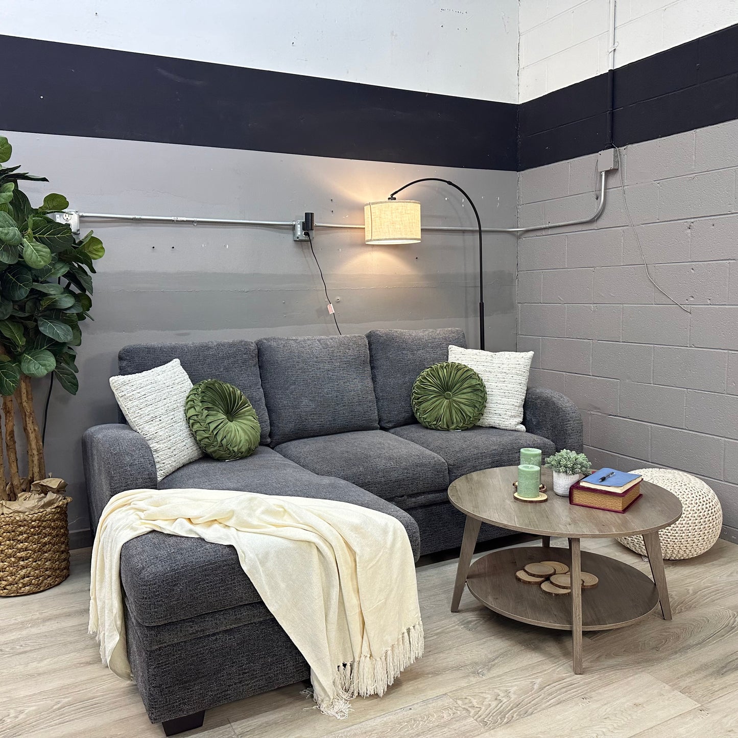 Coddle Aria Fabric Sleeper Sofa with Reversible Chaise and Storage