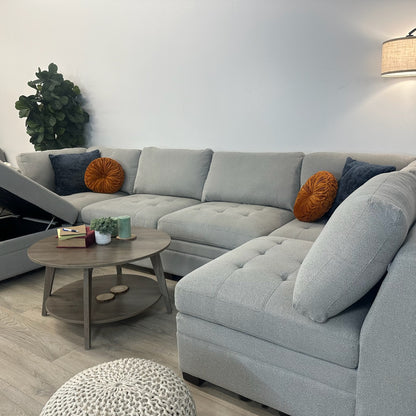 Costco Thomasville Gray Tisdale Modular Sectional 6-Piece Boucle with Storage Ottoman