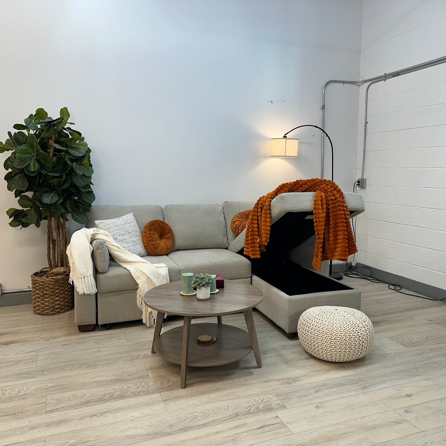 Coddle Luke Fabric Sleeper Sofa with Reversible Chaise and Storage